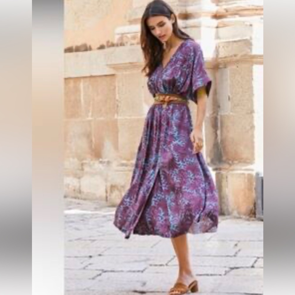 Peruvian Connection Purple and Blue Midi Dress